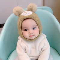 HUAYANGTU婴儿帽子秋冬可爱超萌婴幼儿毛线帽保暖儿童加绒护耳男女宝宝帽冬帽子童
