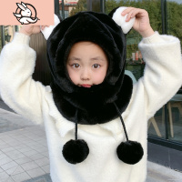 HUAYANGTU骑电动车男女冬季防寒保暖帽子围脖口罩一体儿童遮脸护耳挡风帽帽子童