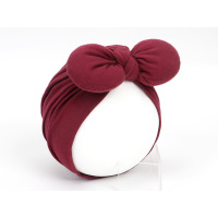 HUAYANGTU春秋新款女童帽子女宝宝婴儿棉胖胖耳兔打结印度帽公主包头帽子帽子童