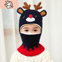 HUAYANGTU宝宝帽子冬季加绒保暖小童帽男童女童毛线护耳儿童帽子围脖一体帽帽子童
