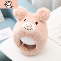 HUAYANGTU宝宝帽子秋冬季加绒护耳保暖毛绒帽儿童冬天帽子围脖一体防寒防风帽子童