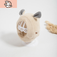 HUAYANGTU秋冬儿童帽子卡通小狗造型毛线帽子韩版加绒宝宝婴幼儿保暖套头帽帽子童