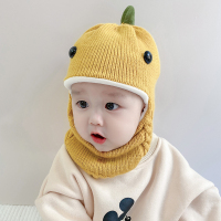 HUAYANGTU宝宝帽子秋冬围脖一体帽婴儿针织毛线帽可爱超萌儿童加绒加厚保暖帽子童