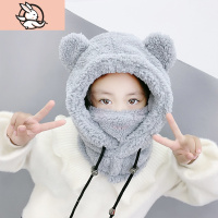 HUAYANGTU电动车防风口罩女冬骑行防寒儿童护耳保暖加厚护颈帽子围脖帽一体帽子童