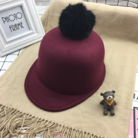 HUAYANGTU秋冬毛呢帽子女韩版休闲小礼帽子男童渔夫圆顶儿童丸子盆帽演出潮帽子童
