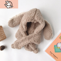 HUAYANGTU秋冬季帽子围巾一体帽儿童羔绒套头帽子女宝宝男童加厚护耳帽潮帽子童