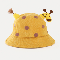 HUAYANGTU宝宝渔夫帽秋冬加绒可爱超萌长颈鹿女童男童幼儿保暖儿童帽子春秋帽子童