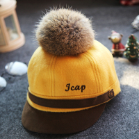 HUAYANGTU秋冬季儿童毛呢帽子婴儿宝宝鸭舌帽潮男童女童马术礼帽亲子棒球帽帽子童