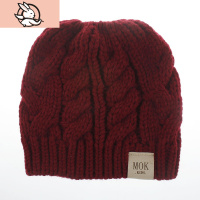 HUAYANGTU秋冬季儿童空顶露马尾辫针织帽双色毛线可扎头发色包头护耳帽子帽子童