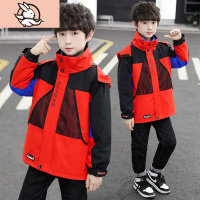 HUAYANGTU男童外套2020秋冬款潮加棉加厚中大童风衣三合一可拆卸儿童冲锋衣风衣童