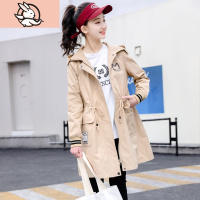 HUAYANGTU中大童女童春装2021新款12女孩13韩版15岁春秋中长款风衣外套洋气风衣童