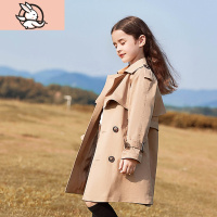 HUAYANGTU女童风衣外套2020新款春秋公主中长款洋气英伦风儿童时髦休闲秋装风衣童