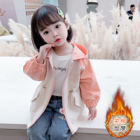 HUAYANGTU女童外套春装2021新款儿童洋气网红宝宝1-3岁夹棉女6春秋风衣小童风衣童