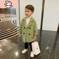 HUAYANGTU小童呢大衣男童韩版风衣西装秋冬单件妮子小西服洋气西服毛呢宝宝风衣童
