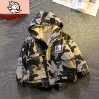 HUAYANGTU男童羔毛外套2020秋冬装新款儿童迷彩加绒加厚风衣洋气棉衣棉服风衣童