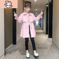 HUAYANGTU女童外套春秋2020新款网红洋气时髦女孩潮上衣中长款儿童秋装风衣风衣童