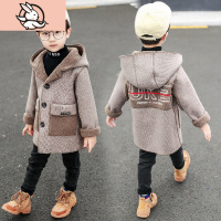 HUAYANGTU男童毛呢外套儿童呢子大衣2020秋冬韩版洋气中长款加绒加厚潮风衣风衣童