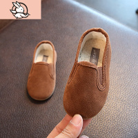 HUAYANGTU日式儿童便鞋幼儿园宝宝指定一脚蹬帆布鞋麂皮质感防滑男童休闲鞋运动休闲鞋