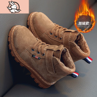 HUAYANGTU男童马丁靴2020秋冬季新款英伦风中大童鞋加绒皮冬季儿童靴子潮运动休闲鞋