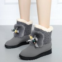 HUAYANGTU女童冬鞋加绒棉靴儿童棉鞋冬季女孩学生中大童休闲加厚保暖雪地靴运动休闲鞋