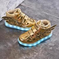 HUAYANGTU春秋儿童led翅膀闪光鞋usb充电发光鞋男童女童亮灯鞋带灯夜光童鞋运动休闲鞋