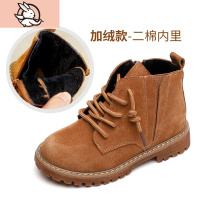 HUAYANGTU女童马丁靴2020年新款小童皮童鞋短靴加绒秋冬款冬鞋男儿童靴子运动休闲鞋