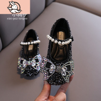 HUAYANGTU女童秋天公主鞋韩版2021新款儿童女宝宝蝴蝶结单鞋时尚女孩水晶鞋运动休闲鞋