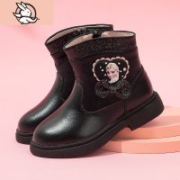 HUAYANGTU女童公主短靴皮加绒低筒2020秋冬新款小女孩小童皮靴单靴儿童鞋运动休闲鞋