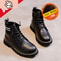 HUAYANGTU女童马丁靴2020年新款秋冬款皮雪地短靴女加绒棉鞋儿童鞋靴子冬运动休闲鞋