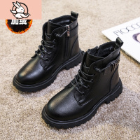 HUAYANGTU女童马丁靴2020年秋冬新款儿童靴子加绒棉皮靴公主短靴女童鞋冬季运动休闲鞋