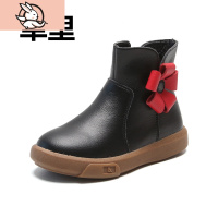 HUAYANGTU女童短靴皮公主鞋2020冬新款宝宝鞋加绒棉靴儿童马丁靴中大童鞋运动休闲鞋
