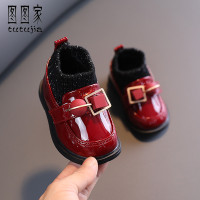 HUAYANGTU冬棉鞋女童学步鞋加绒公主短靴女宝宝周岁鞋红色马丁靴女孩礼服靴运动休闲鞋