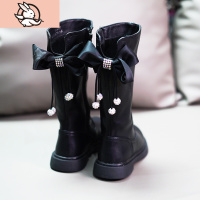 HUAYANGTU女童靴子儿童鞋子2020秋冬季新款洋气高筒靴长靴公主加绒二棉皮靴运动休闲鞋