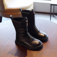 HUAYANGTU女童鞋马丁靴2020年秋冬款新款女孩英伦风皮儿童中筒加绒靴子冬运动休闲鞋