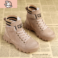 HUAYANGTU女童马丁靴2020秋季新款加绒女童靴子二棉鞋儿童短靴女童鞋秋冬款运动休闲鞋