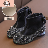 HUAYANGTU女童皮靴皮儿童短靴秋冬单款2020年新款甜美风走秀棉靴子低筒鞋运动休闲鞋