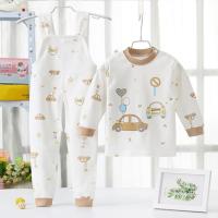 HUAYANGTU儿童背带裤套装内衣棉开裆裤护肚宝宝秋衣秋裤春秋冬季男童女童套装童