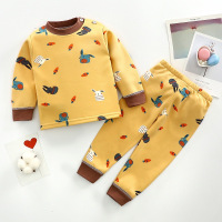 HUAYANGTU秋冬季宝宝加绒加厚保暖内衣套装男女儿童秋衣秋裤衣服婴儿上衣裤套装童