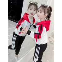 HUAYANGTU童装女童春装运动套装洋气2021新款儿童韩版网红休闲针织两件套潮套装童