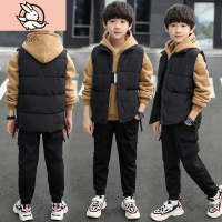 HUAYANGTU男童秋冬装套装加绒加厚2021新款中大儿童冬季洋气卫衣三件套潮衣套装童