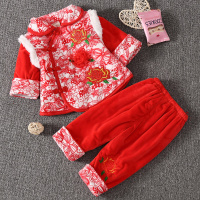 HUAYANGTU女童秋冬装洋气儿童周岁套装1一2岁女宝宝衣服抓周礼服婴儿拜年服套装童