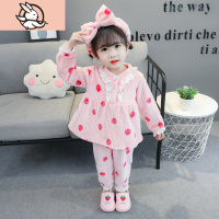 HUAYANGTU秋冬季儿童睡衣套装法兰绒套头1一3岁女宝宝公主女童珊瑚绒家居服套装童