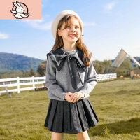 HUAYANGTU女童网红毛衣套装春秋两件套洋气学院风童装时髦潮儿童运动套装女套装童