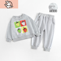 HUAYANGTU女童加绒套装3一岁5儿童秋冬恩恩熊小童婴儿秋装女宝宝休闲两件套套装童