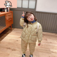 HUAYANGTU女童套装2020新款秋冬装洋气棉袄加厚夹棉韩版时髦小童外穿二件套套装童