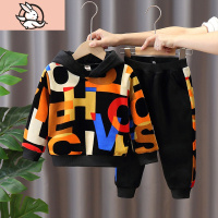 HUAYANGTU男童套装加绒金丝绒秋冬2020新款小童洋气两件套儿童加厚宝宝冬装套装童