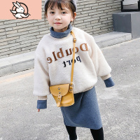 HUAYANGTU2020冬季新款韩版女童洋气加绒套装儿童羔绒卫衣包臀裙宝宝冬装套装童