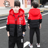 HUAYANGTU男童套装秋冬装2020年冬季儿童洋气中大童三件套加绒加厚运动衣服套装童