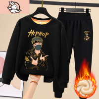 HUAYANGTU儿童加绒加厚保暖内衣套装冬季男孩运动圆领外穿男童大童秋衣秋裤内衣童