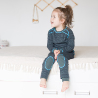 HUAYANGTU美利奴毛提花儿童内衣裤套装加厚240克运动速干宝宝秋衣秋裤内衣童